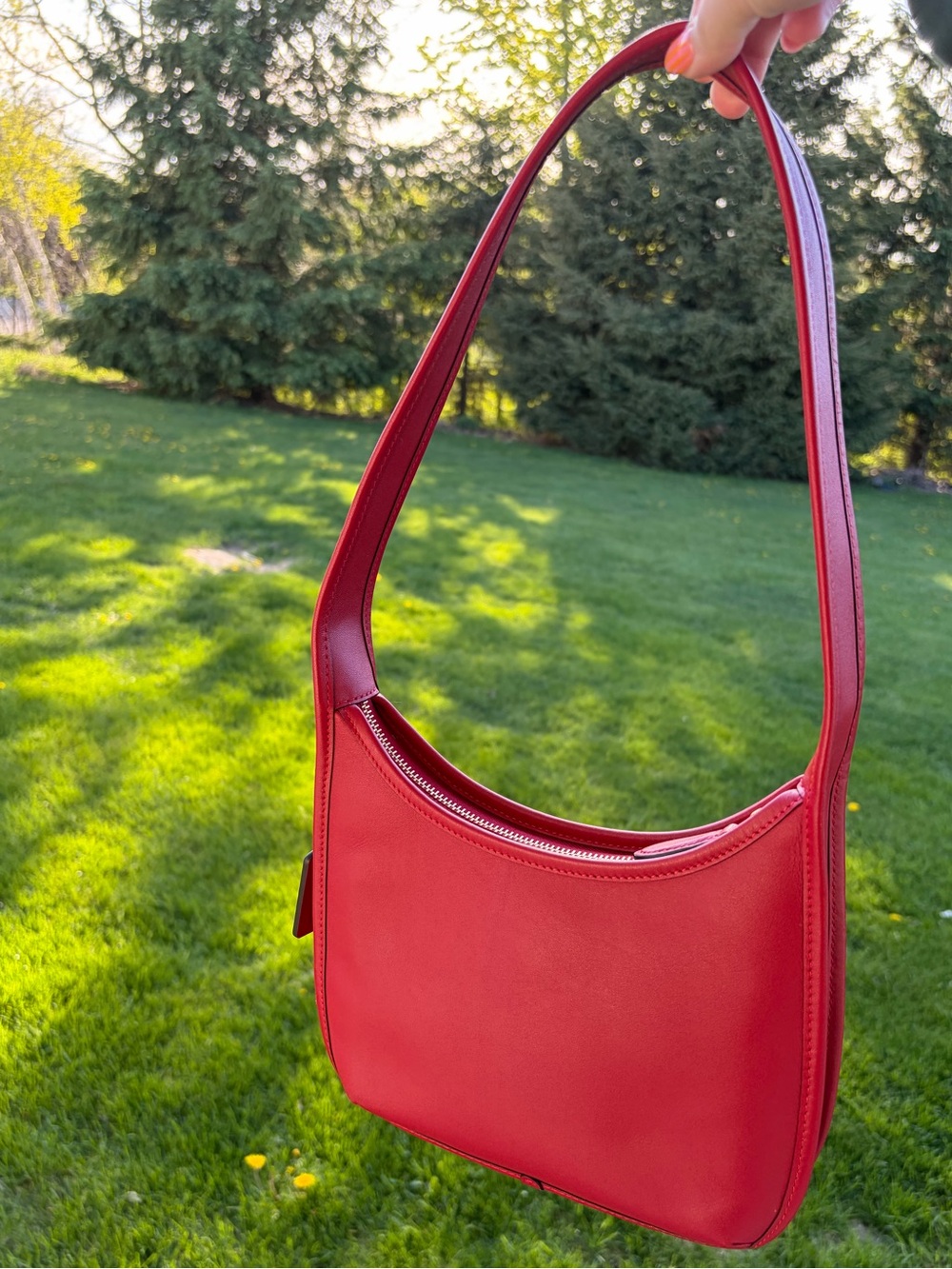 Coach curve zip shoulder bag ruby red purse - Picture 6 of 10